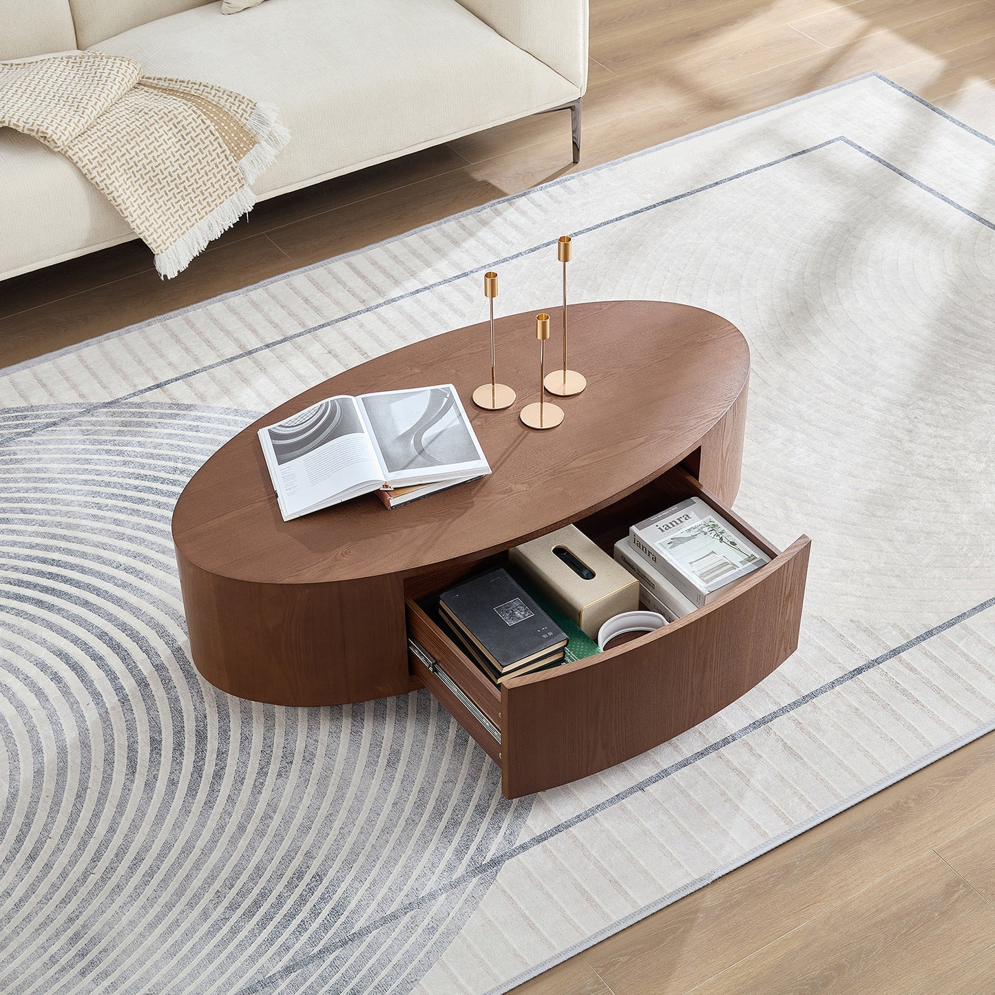 Modern Luxury Oval Coffee Table, Elegant Living Room Accent Piece,No