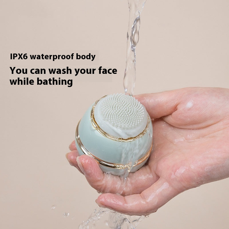 Electric Facial Cleansing Brush Silicone Face Washer Ultrasonic Beauty Instrument - Green