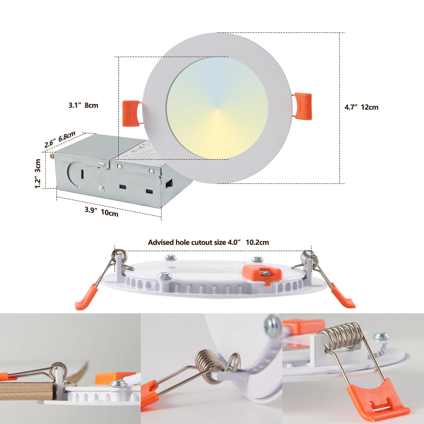 4-Inch Ultra-Thin LED Recessed Ceiling Light - 12-Pack, Dimmable Color Changing