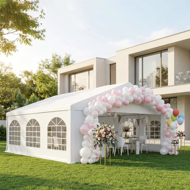 Heavy-Duty Outdoor Wedding Tent with Sidewalls and Steel Frame - White