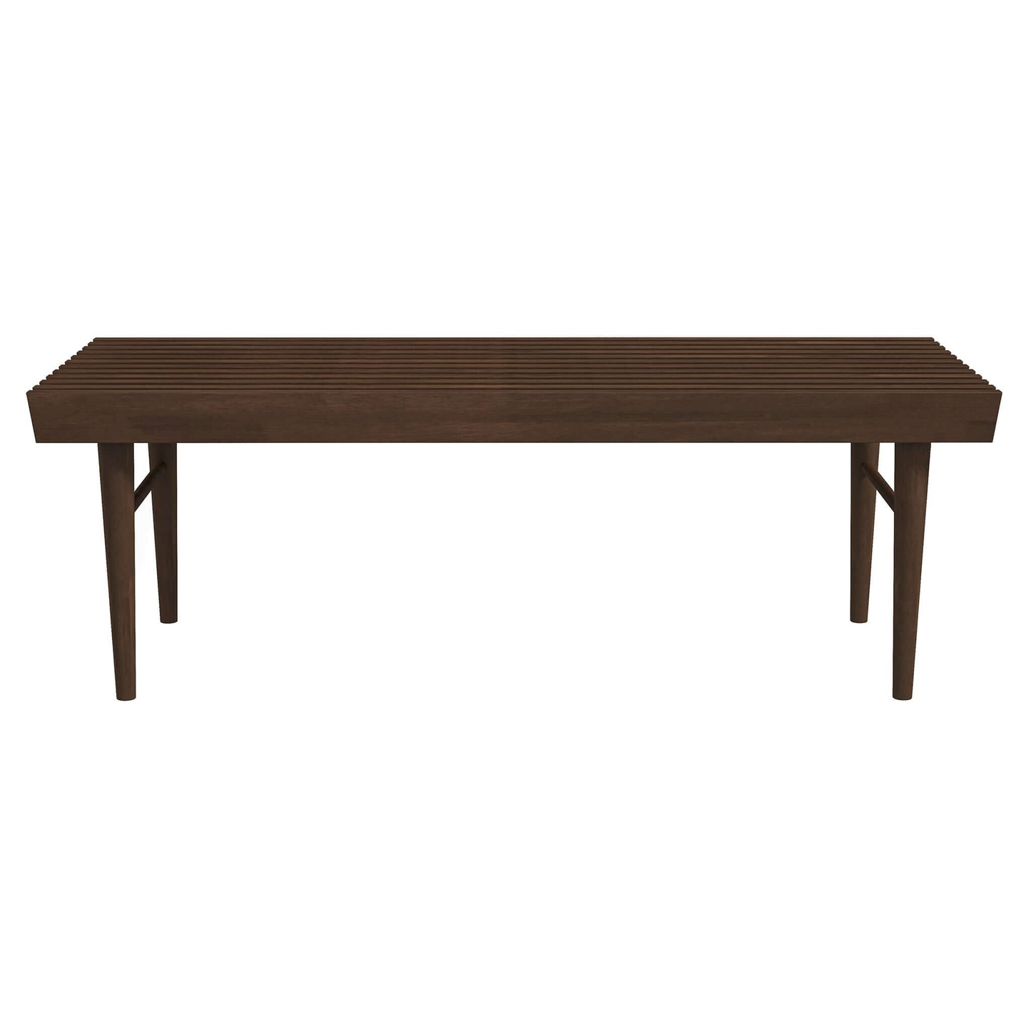 Mia Mid Century Modern Solid Wood Bench With Natural Walnut Stain