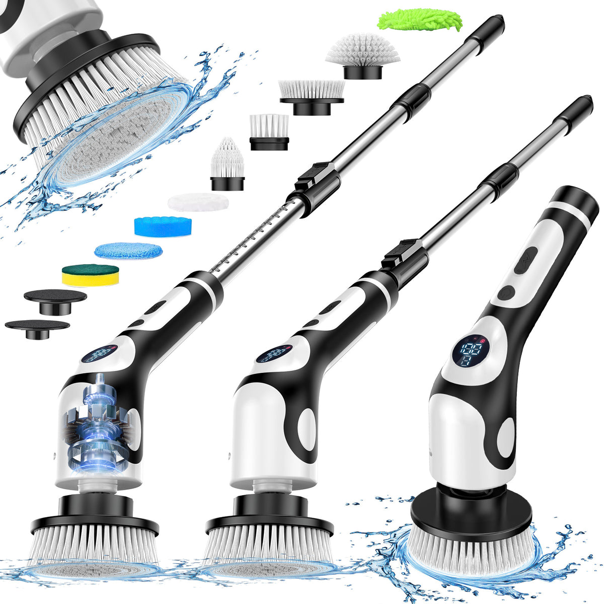 Wireless Charging Multifunctional Electric Cleaning Brush - White 9-in-1