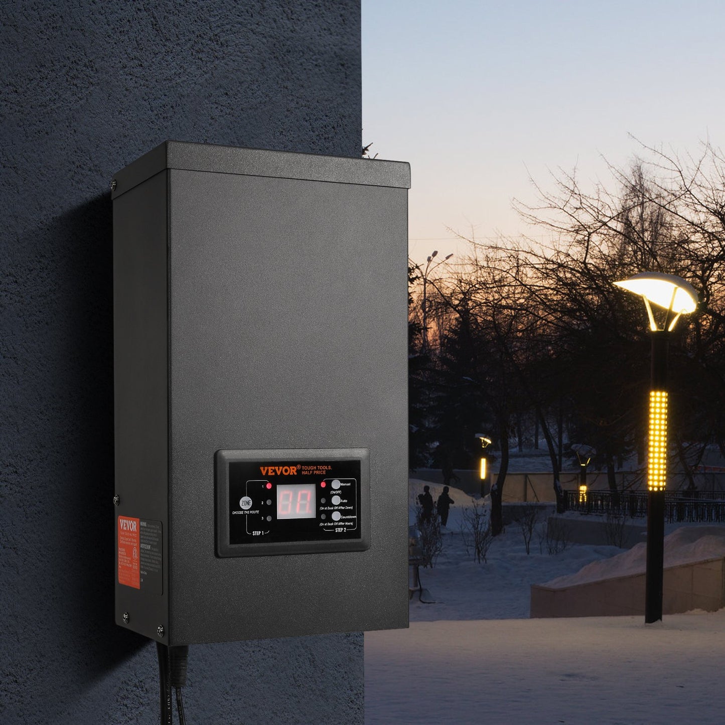 600W Low Voltage Landscape Transformer with Timer & Photocell - Waterproof Outdoor Lighting