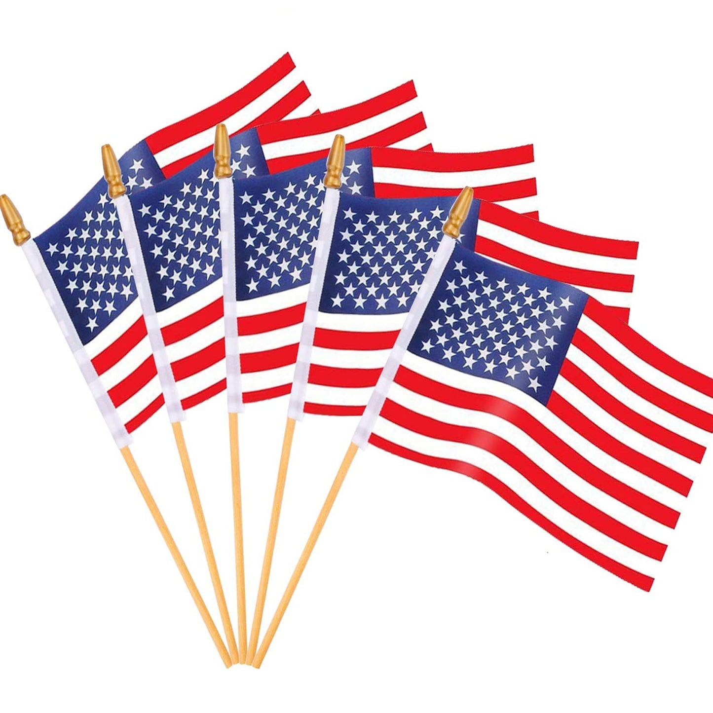 Mini American Flags on Stick - 65 Pack Handheld Flags for Events
