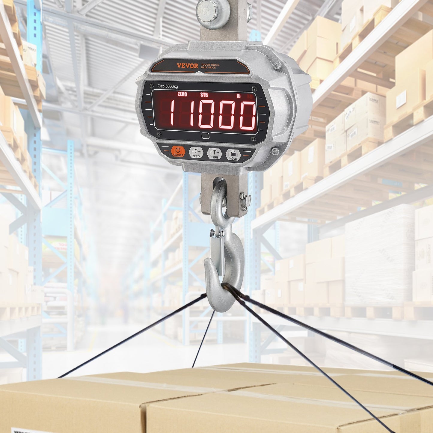 Heavy Duty Digital Crane Scale 11000 lbs/5000 kg with Remote Control - Industrial Hanging Scale with LED Display