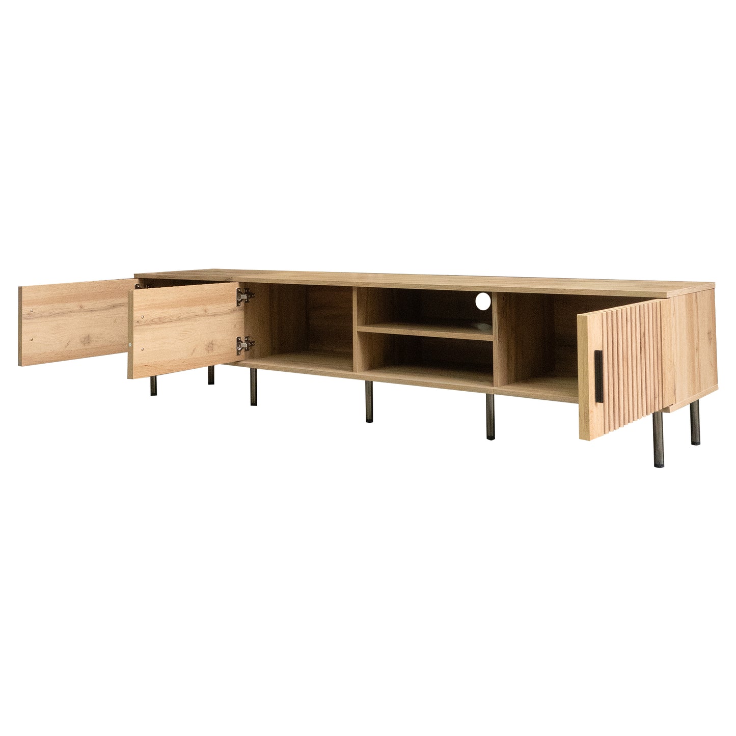 78-Inch Modern TV Stand for TVs Up to 85" - Natural Wood Finish