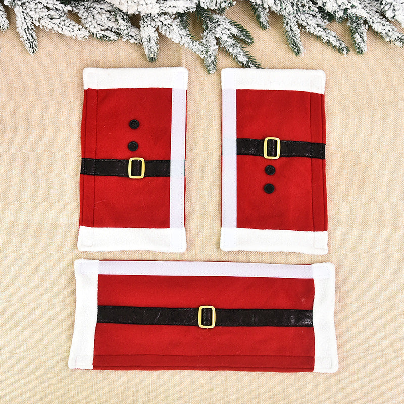 Christmas Refrigerator Handle Gloves Set - Flannelette Decorative Pull Gloves