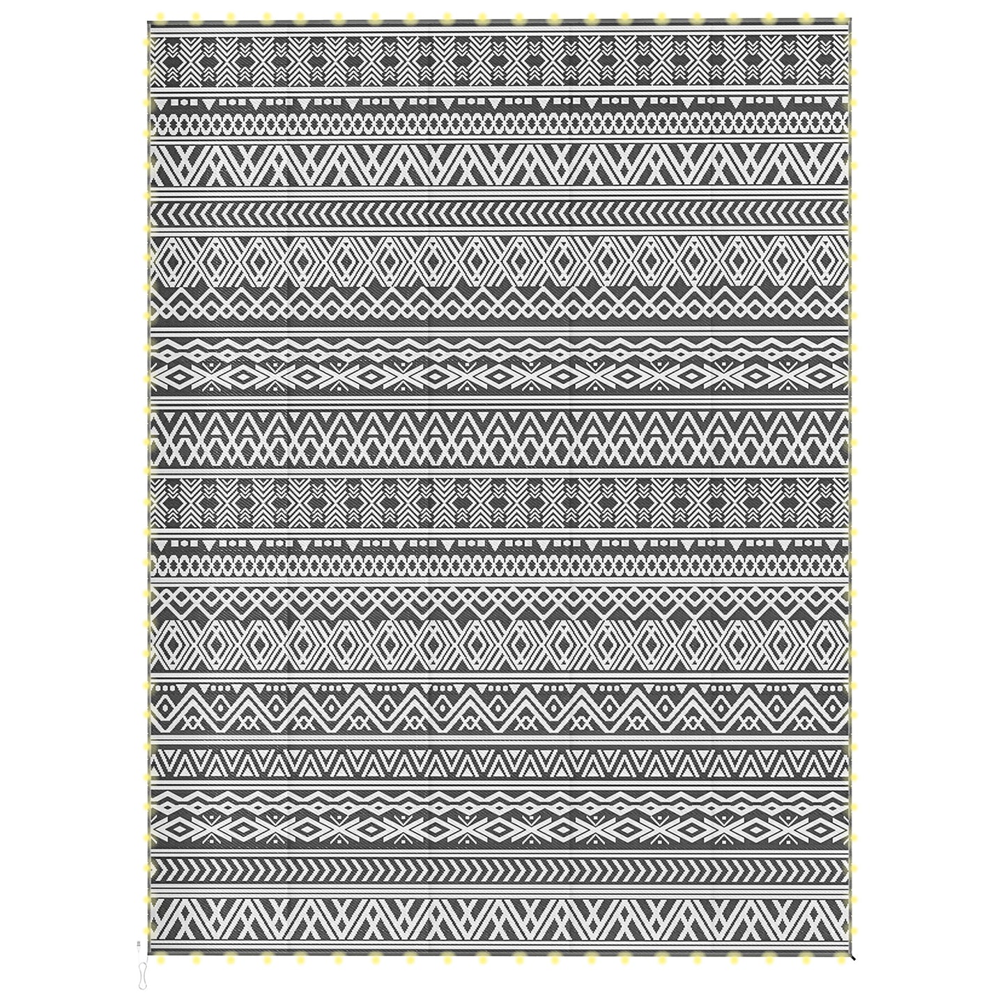 Outdoor Reversible Rug with USB String Lights - 12x9 ft