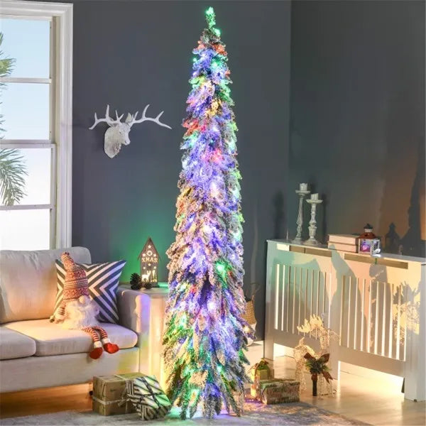 7 Ft Artificial Christmas Tree with LED Lights - Green