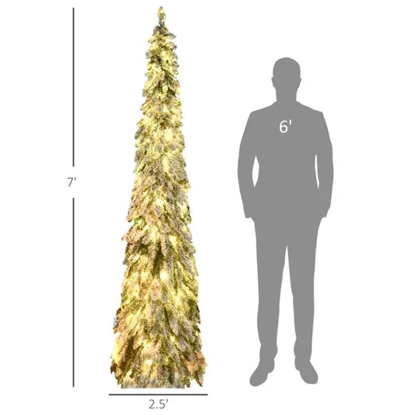 7 Ft Artificial Christmas Tree with LED Lights - Green