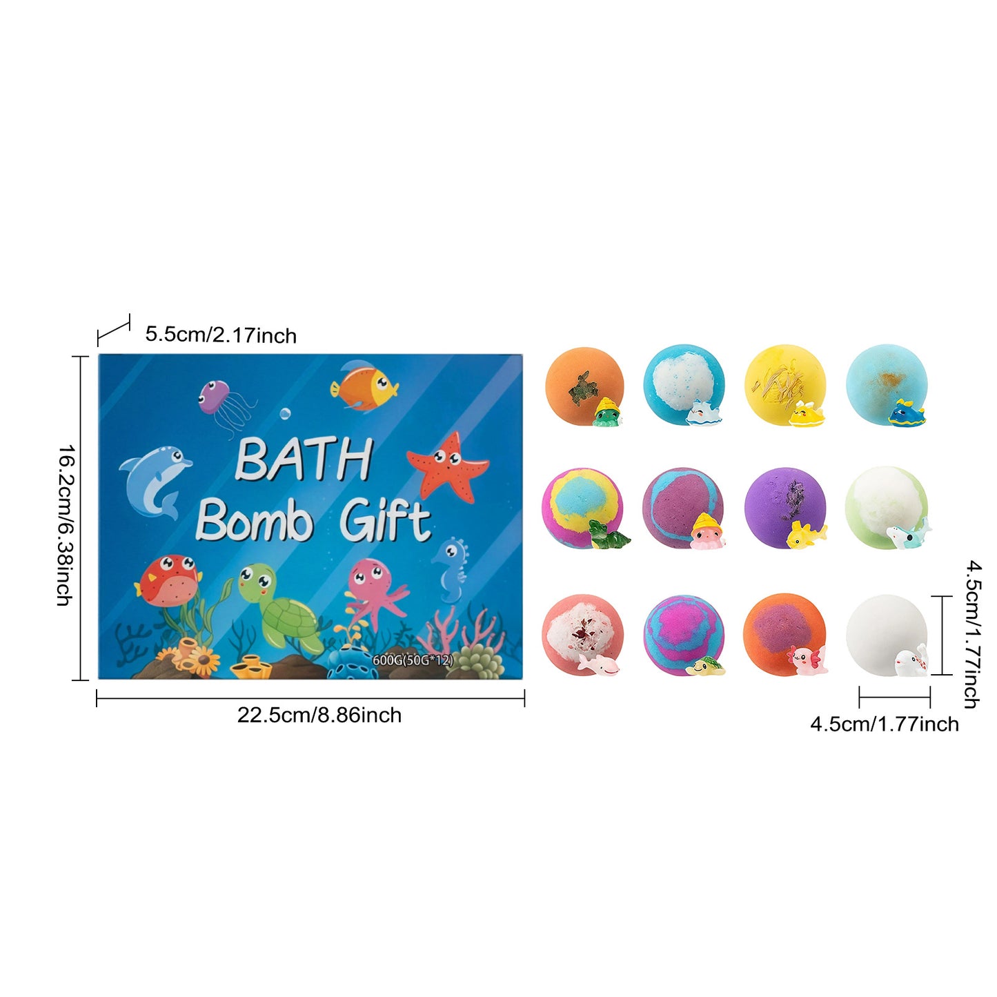 12-Piece Bath Bomb Toy Set for Kids - Moisturizing Bath Fun