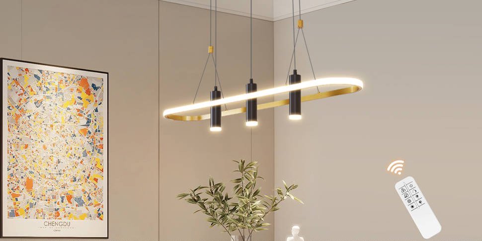 Dimmable LED Pendant Light 4-Light Black Gold Modern Kitchen Fixture