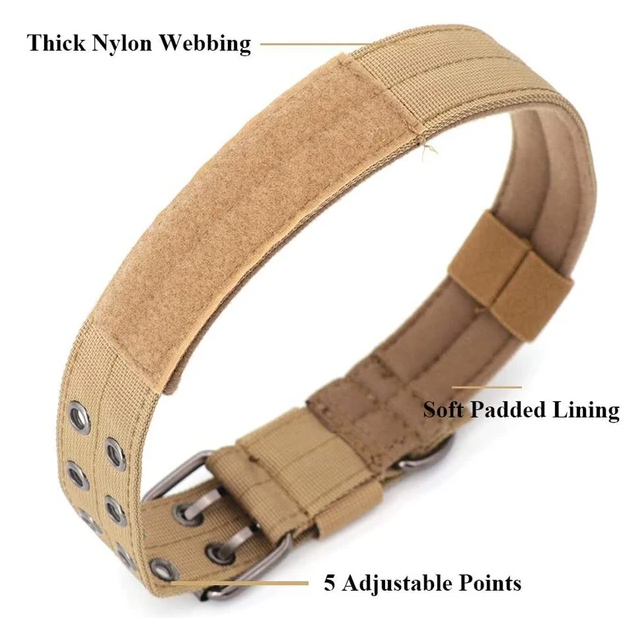 Heavy Duty Nylon Dog Collar Tactical Military Style with Metal Buckle