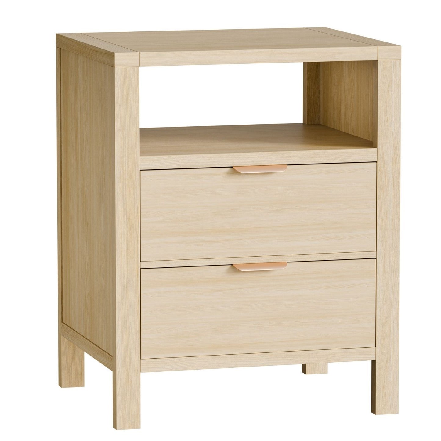 Nightstand with 2 Drawers and Open Shelf - Space-Saving Organizer