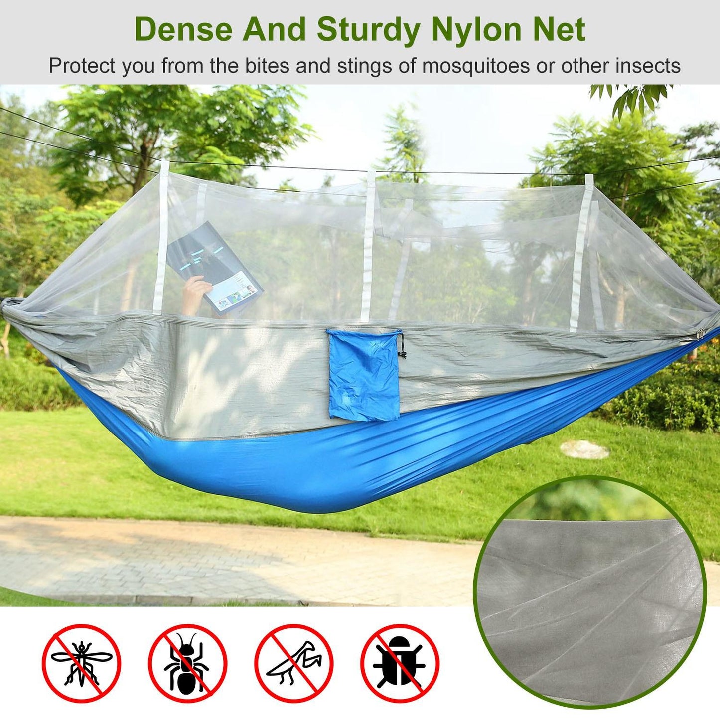 Outdoor Anti-Bug Hammock with Fine Mesh Mosquito Net