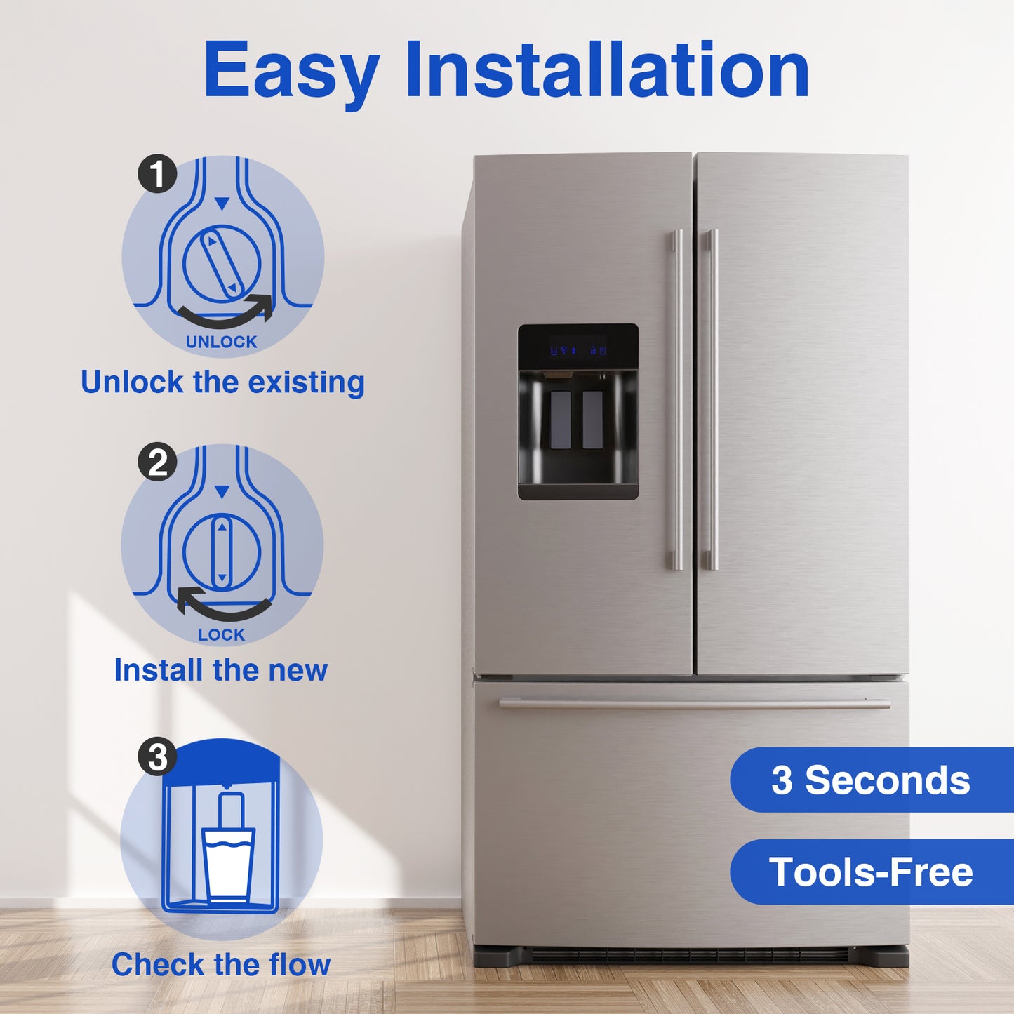 Refrigerator Water Filter Replacement - 2 Pack, NSF Certified