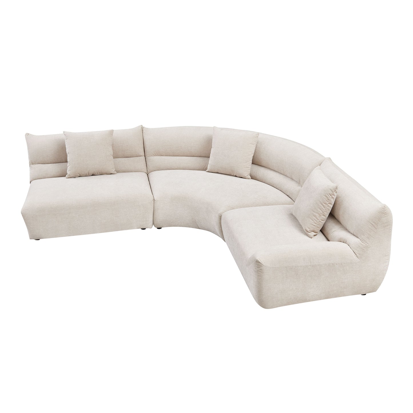 Modular Curved Sectional Sofa - 3-Piece Free-Form Design in Oatmeal