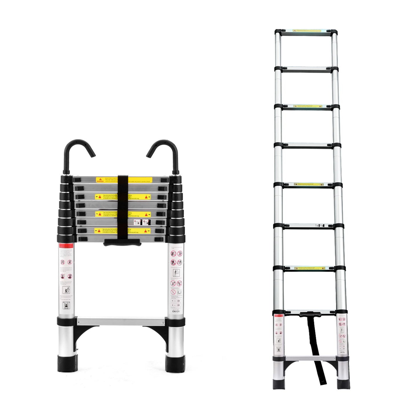 8.5FT Telescopic Ladder - Aluminum Folding Ladder with Hooks