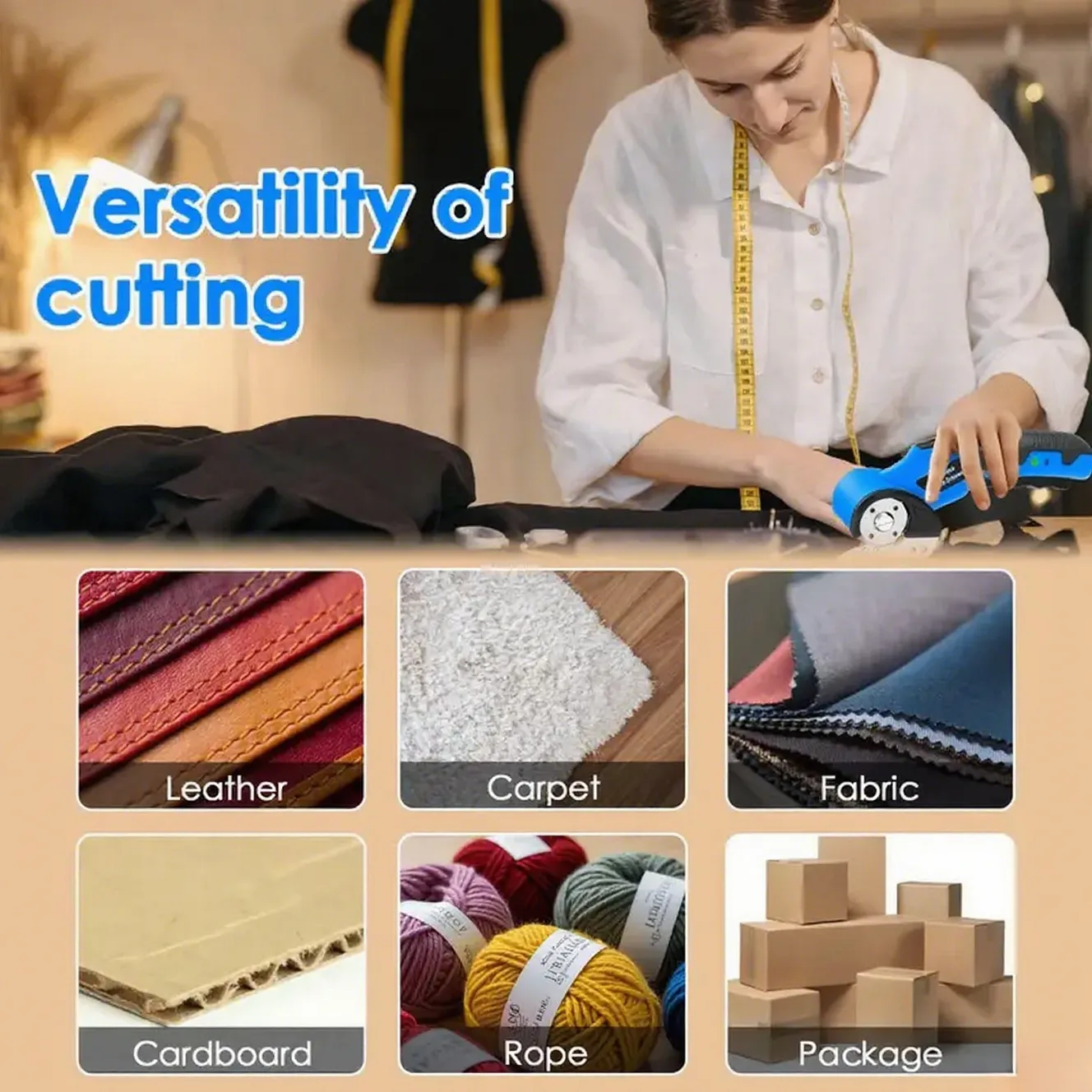 Cordless Electric Fabric & Material Scissors with Safety Lock, USB Rechargeable