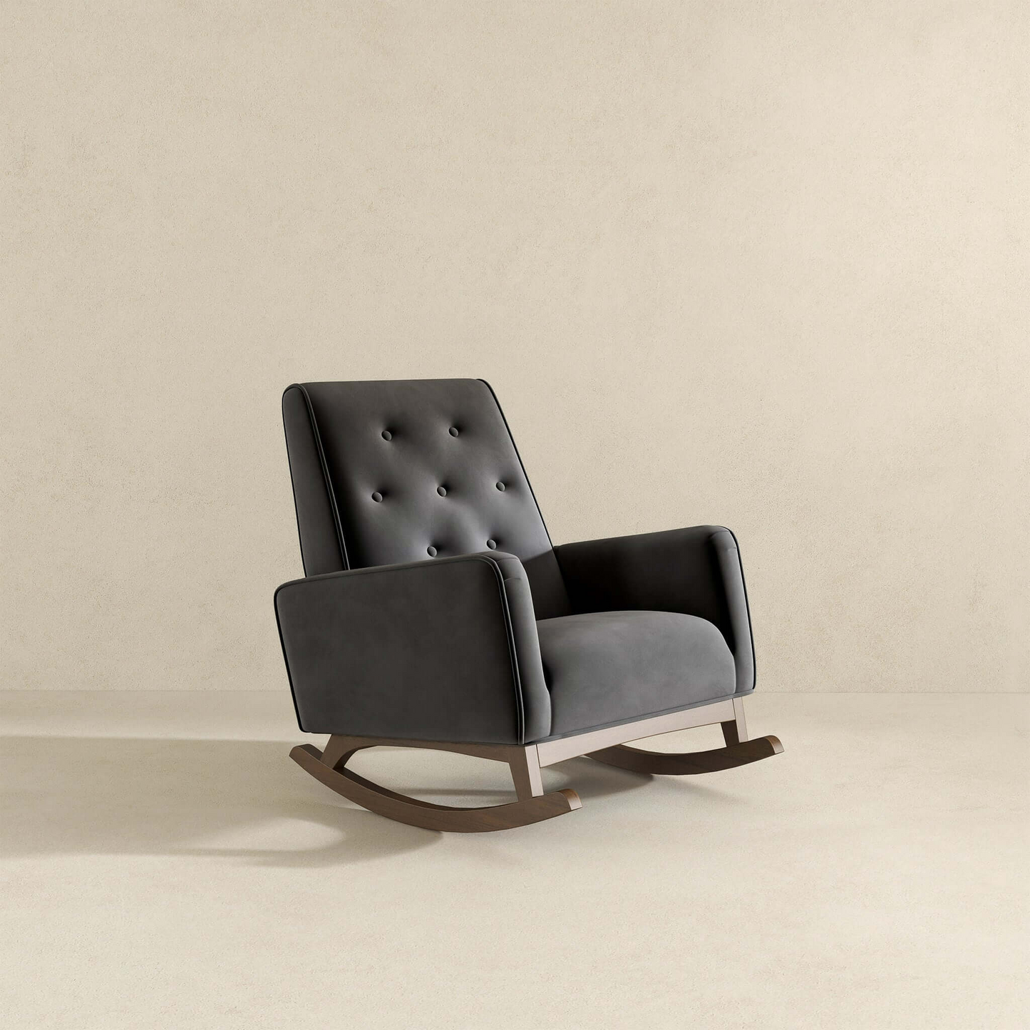 Elegant Style Demetrius Dark Grey Fabric Rocking Chair With Solid