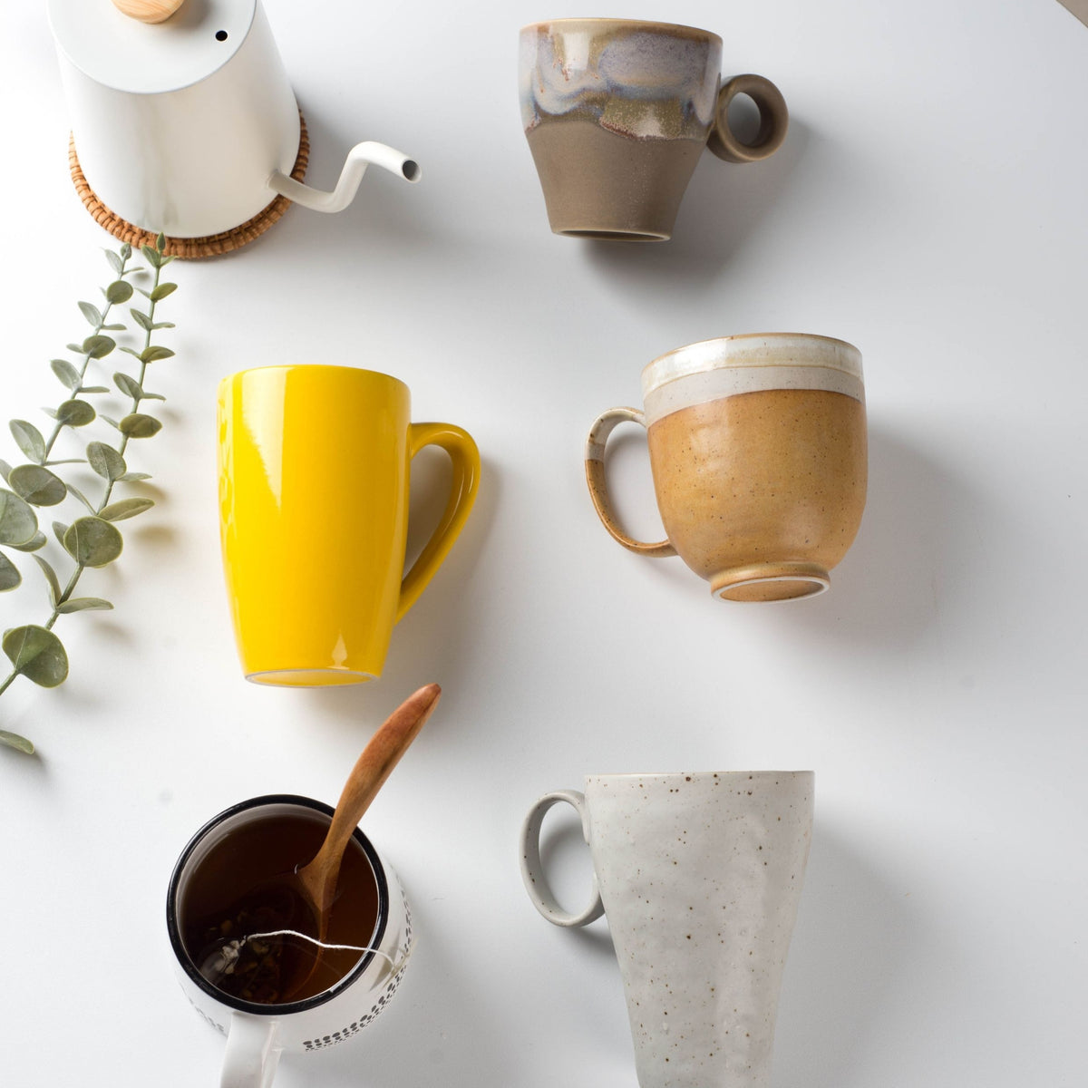 Ceramic Mug Breakfast Cup with Color Glaze, 401-500mL, Multiple Colors