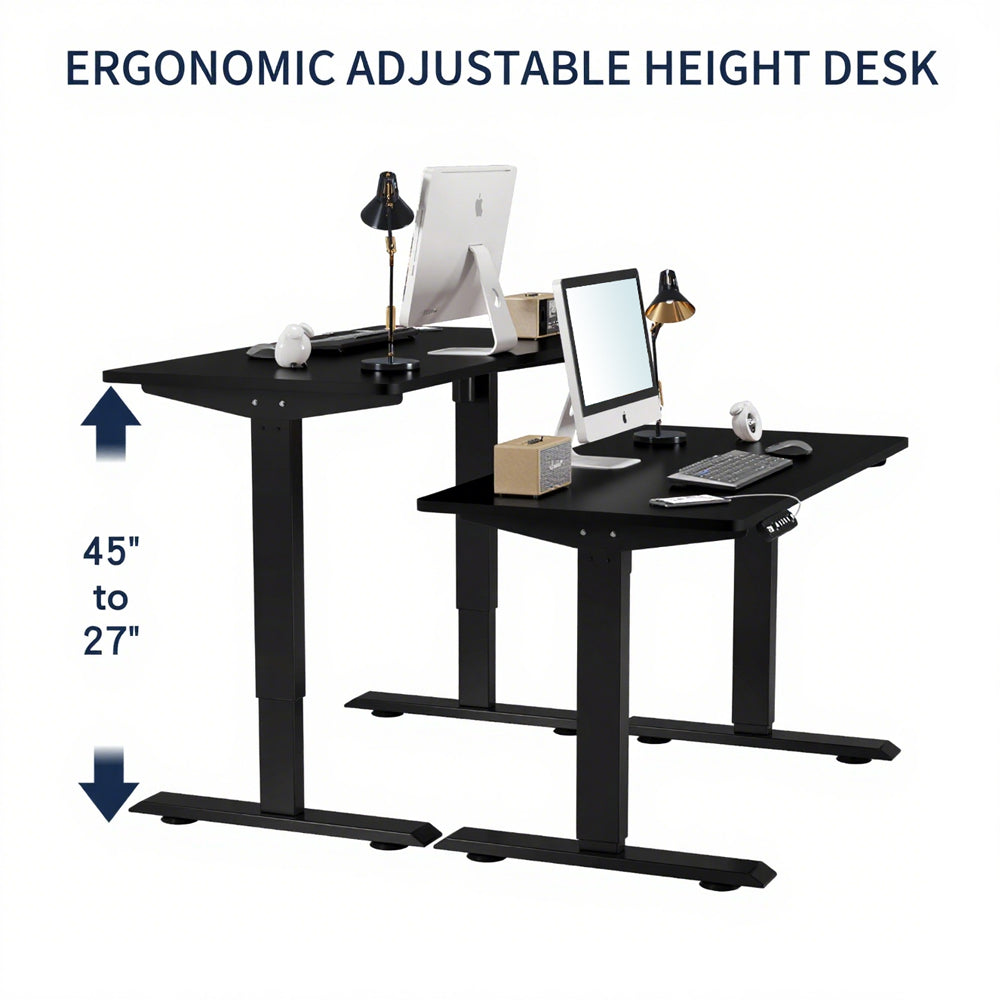Electric Standing Desk - Height Adjustable Gaming & Office Table 55" - Black