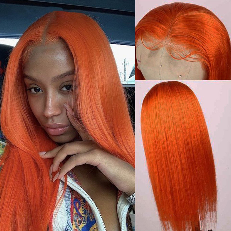 Orange Long Straight Synthetic Wig - 70cm