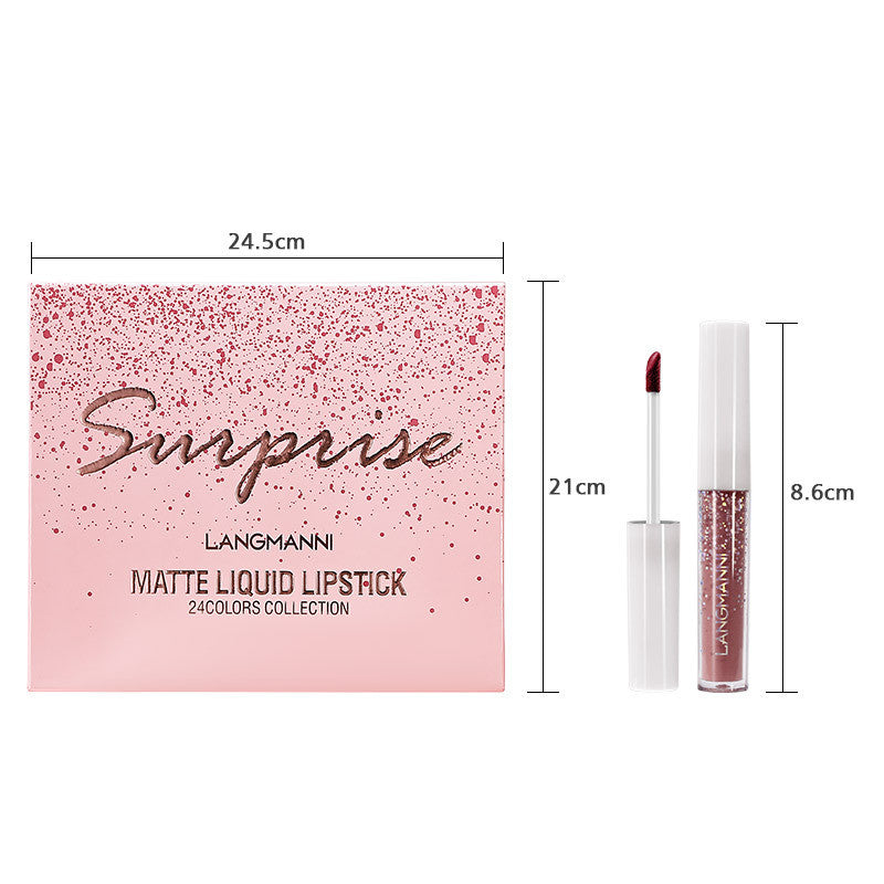 24 Pack Lip Gloss Set - Waterproof Matte Nonstick Lipstick Collection
