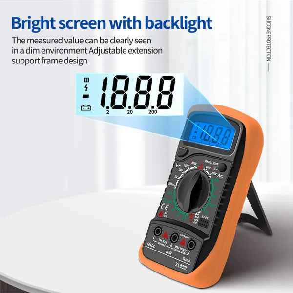 Multifunction Digital Multimeter - Handheld Voltage, Current, Resistance Tester