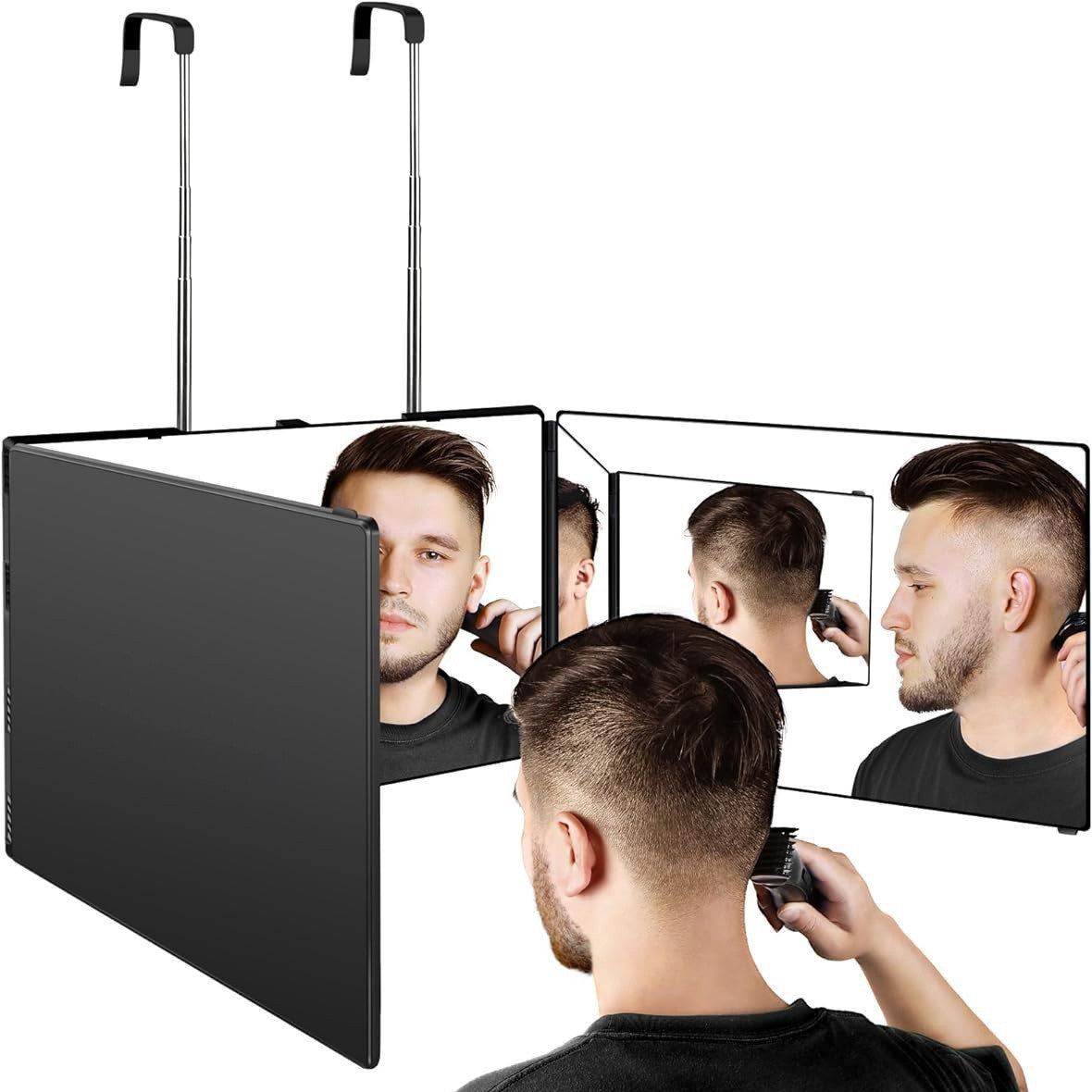 Retractable Adjustable Cosmetic Mirror with 3 Sides for Bathroom & Home