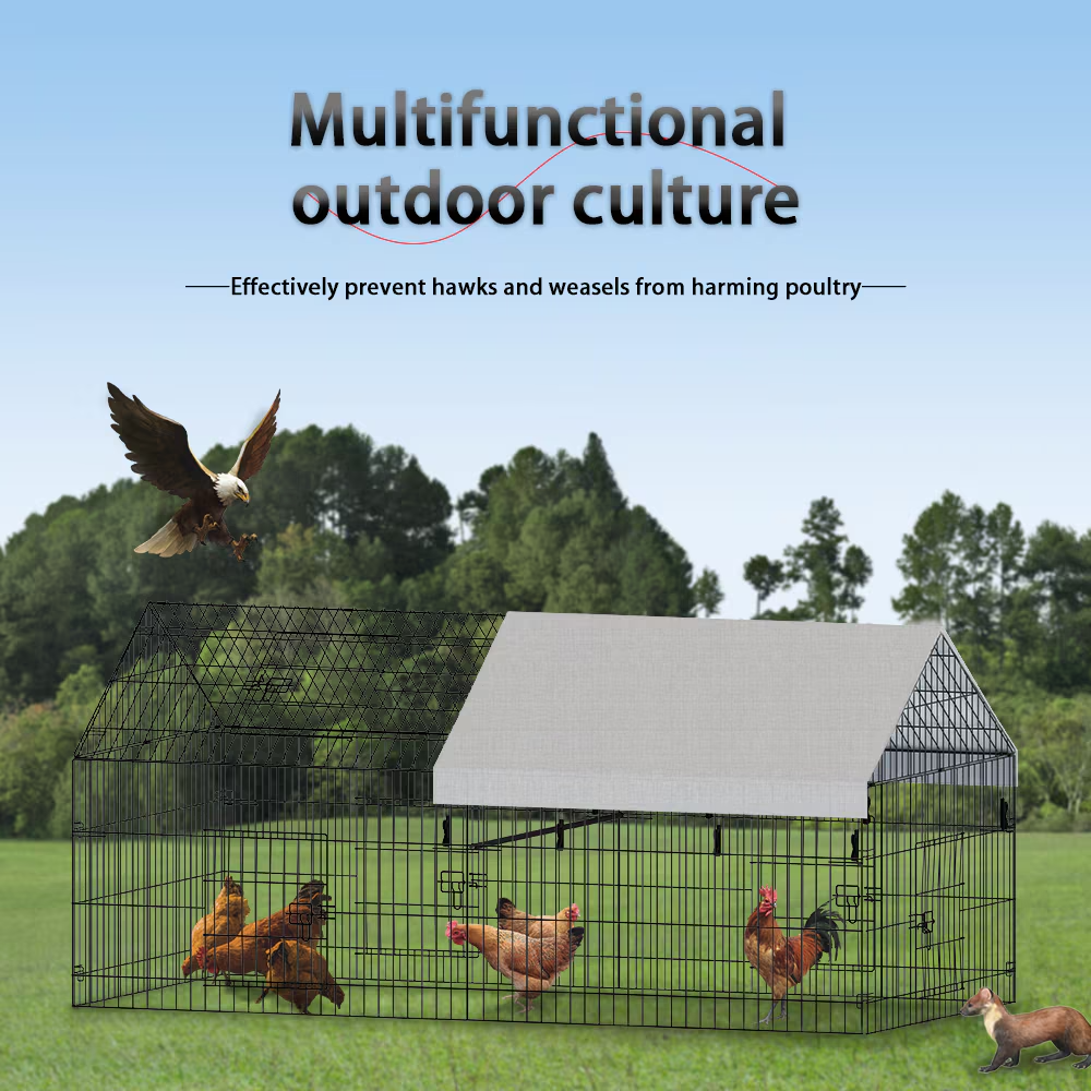 Pointed Wire Chicken Coop for Poultry Breeding - Black & Gray