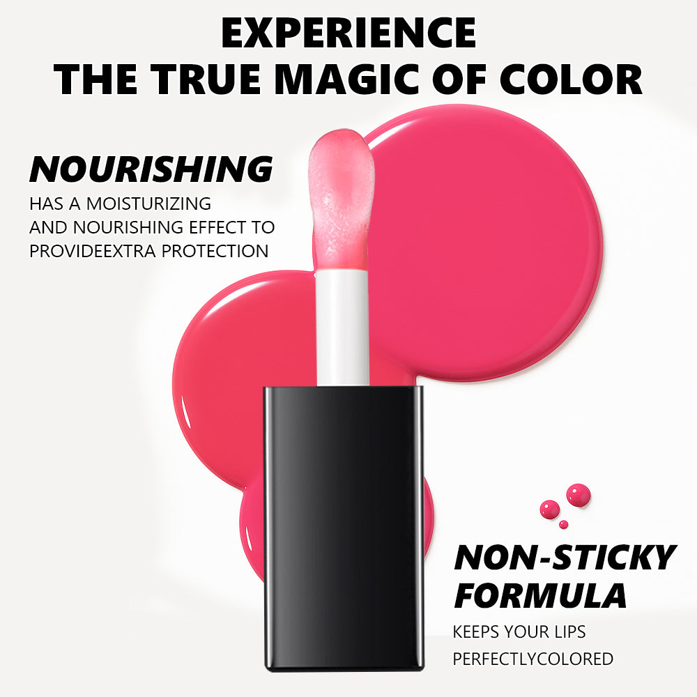 Mirror Glossy Lip Oil - Hydrating Plumping Lip Tint with Large Applicator Wand