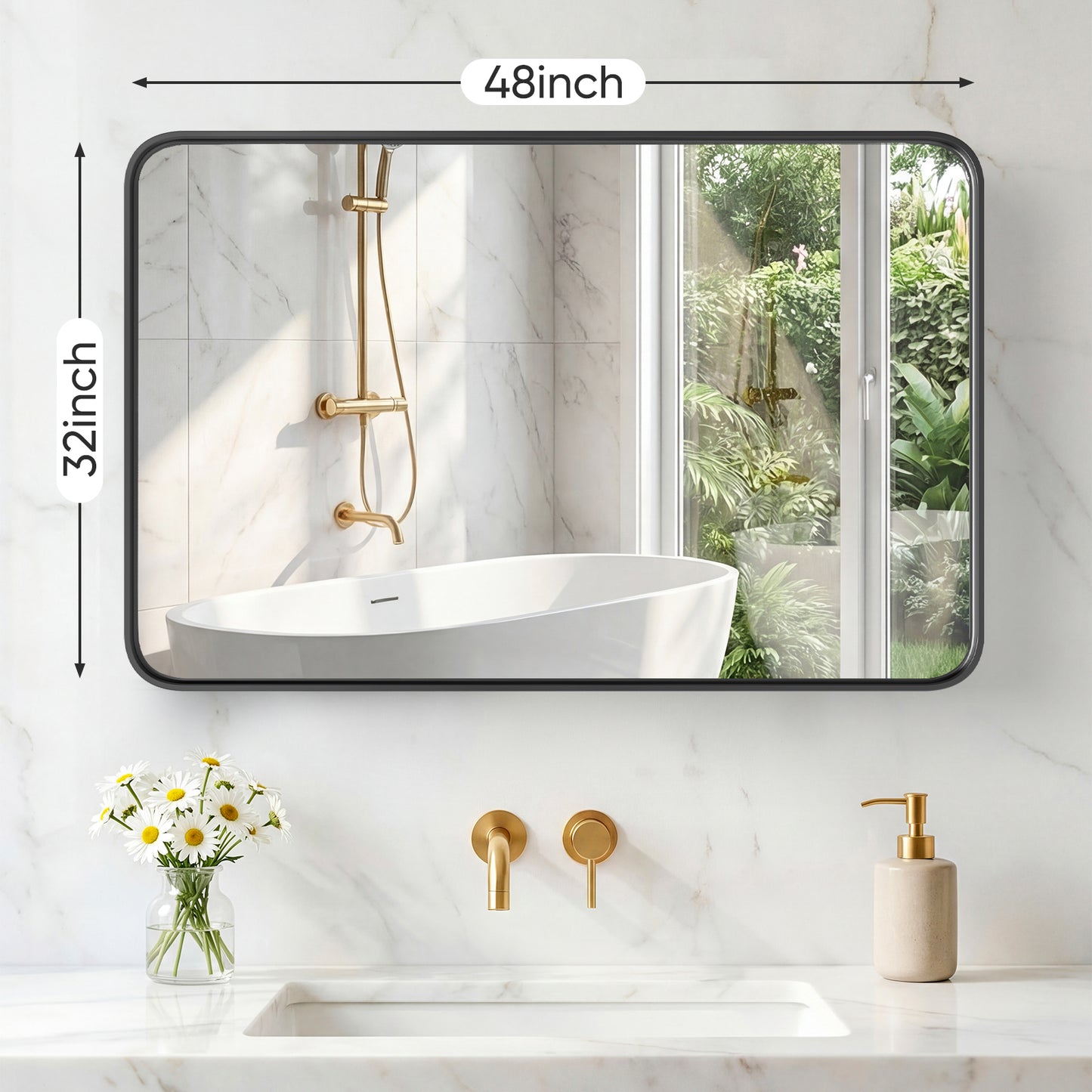 Rectangular Metal Frame Wall Mirror - Modern Decorative Home Decor
