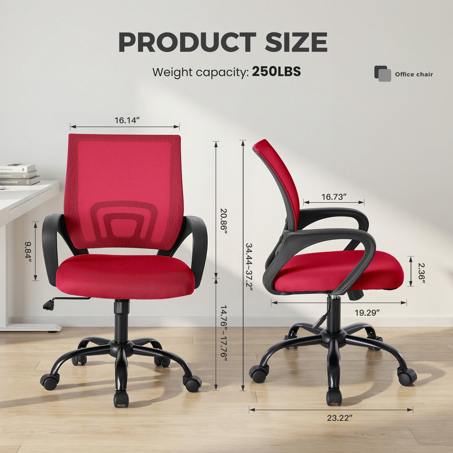 Ergonomic Office Desk Chair with Waist Support & Swivel Function