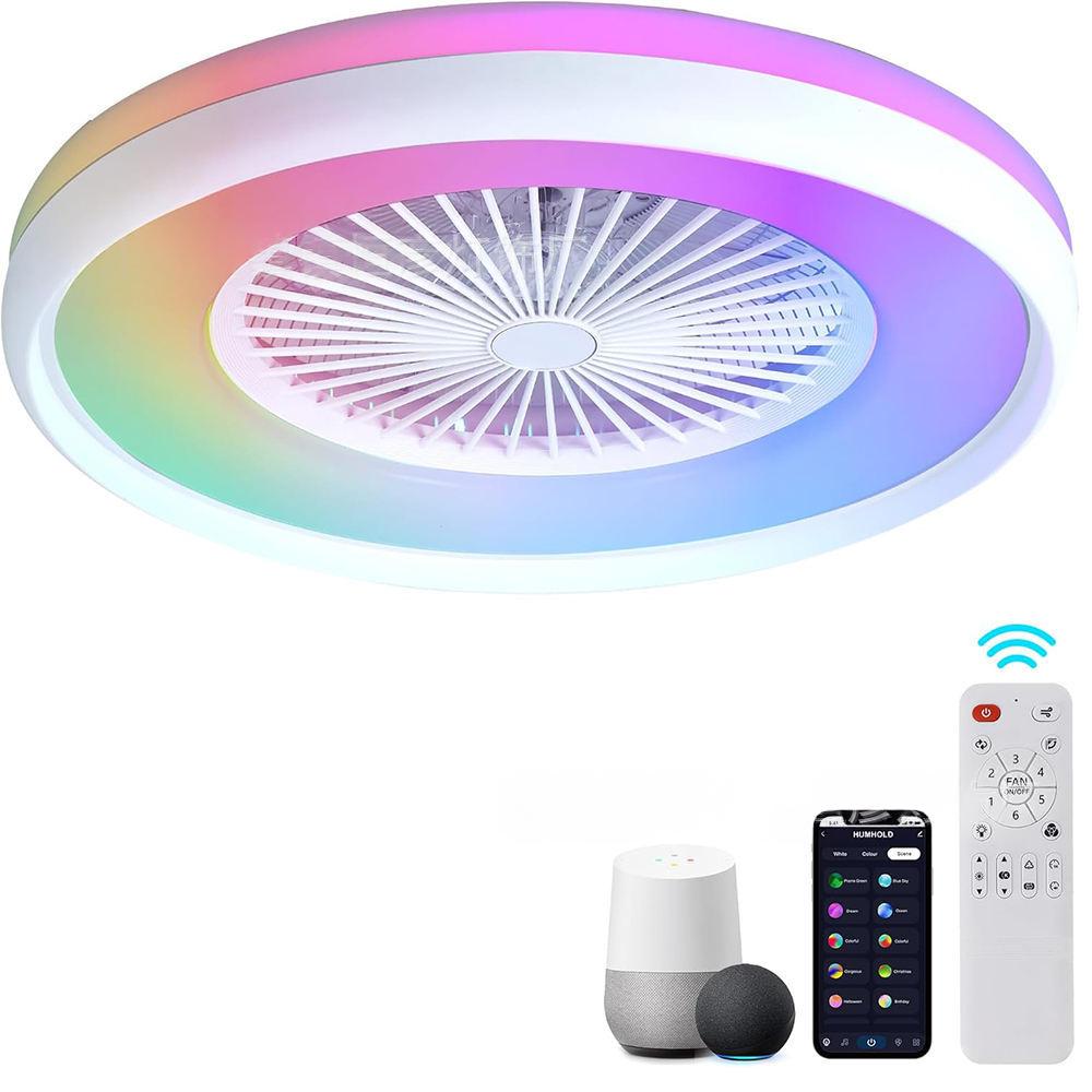 RGB Smart Ceiling Fan Light with Graffiti Design - Dimmable App Control