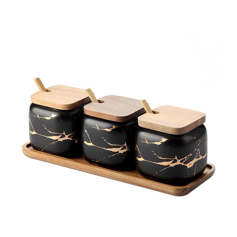 Ceramic Seasoning Jar Set Multiple Sizes Kitchen Storage