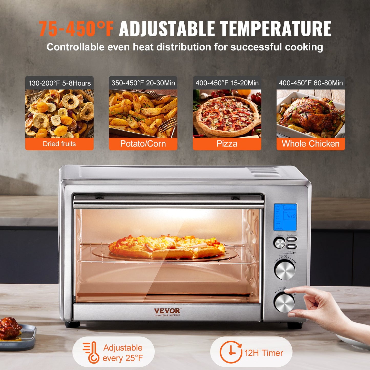 13-in-1 Air Fryer Toaster Oven 28L 1800W Convection Oven for Home Use - Silver