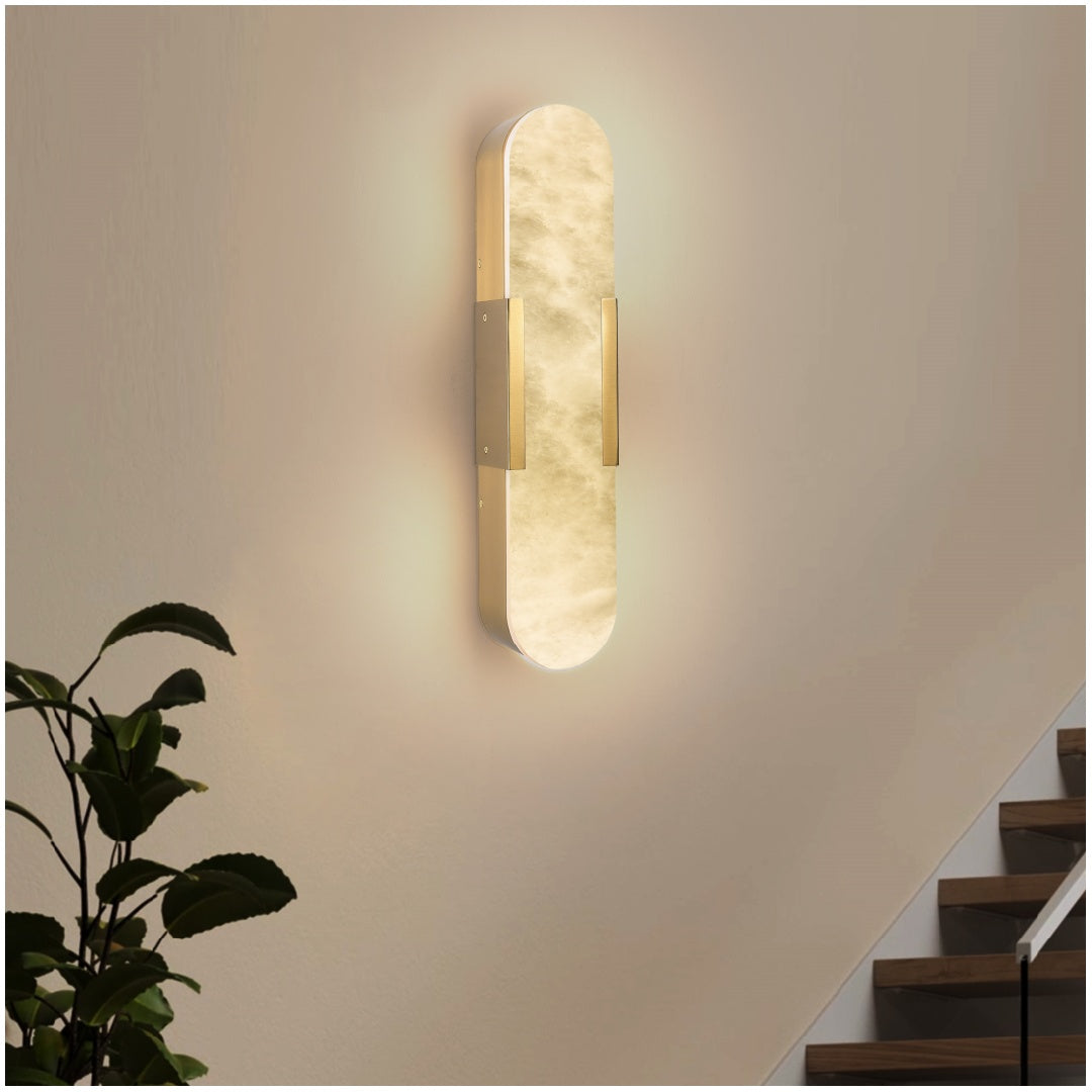 Natural Marble Wall Sconce Set - Modern Gold Lighting for Home