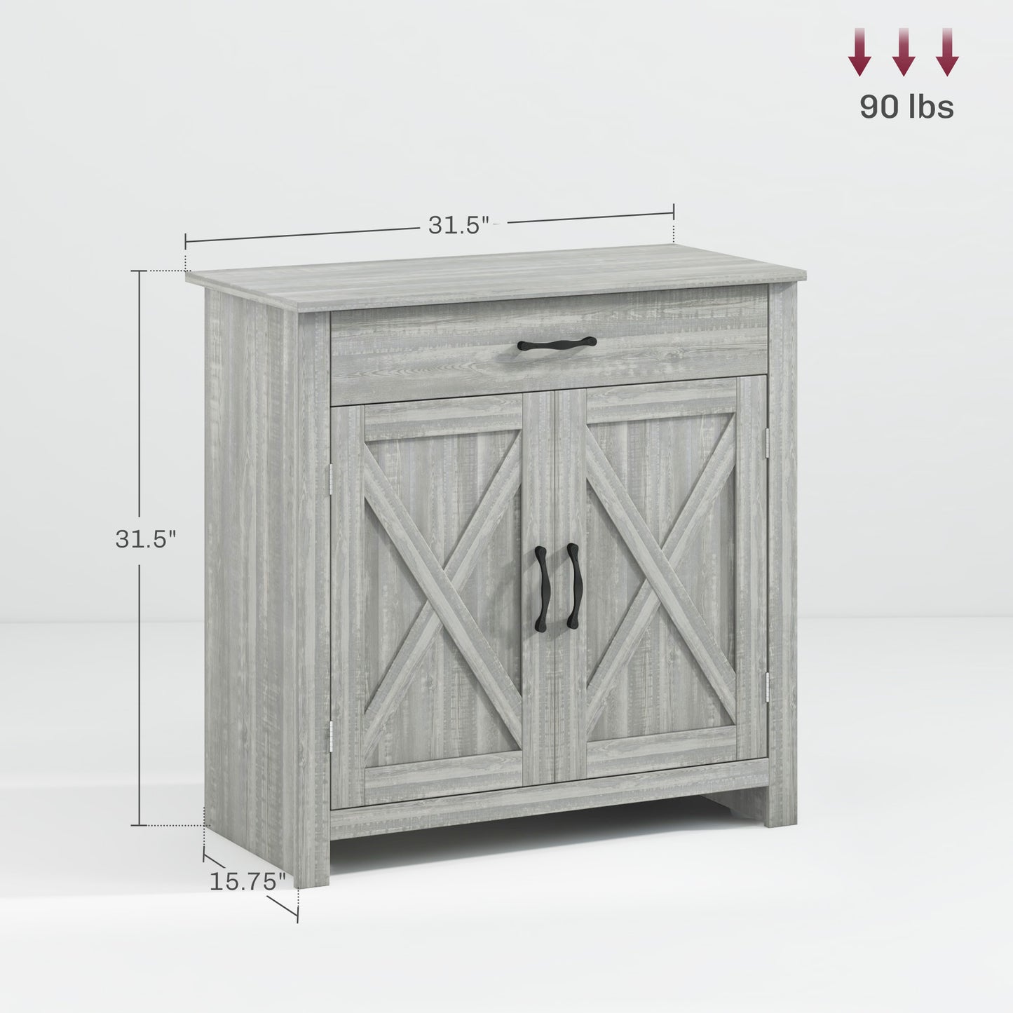 Farmhouse Sideboard Cabinet with Barn Doors - Stone Gray