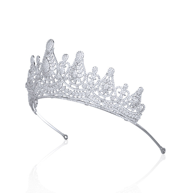 Zircon Wedding Tiara - White Gold Crown Headpiece