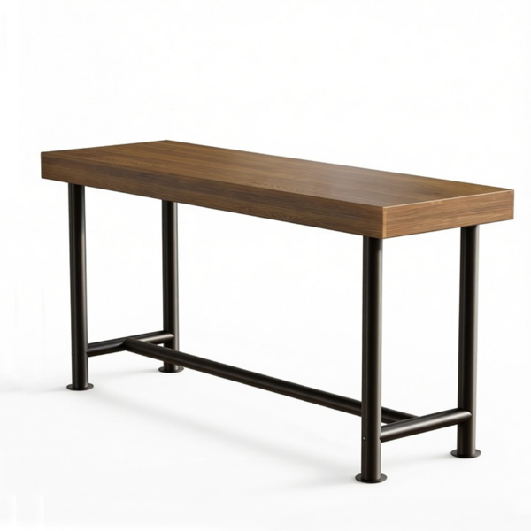 Solid Wood Bar Table - Chic Industrial Design, Space-Efficient