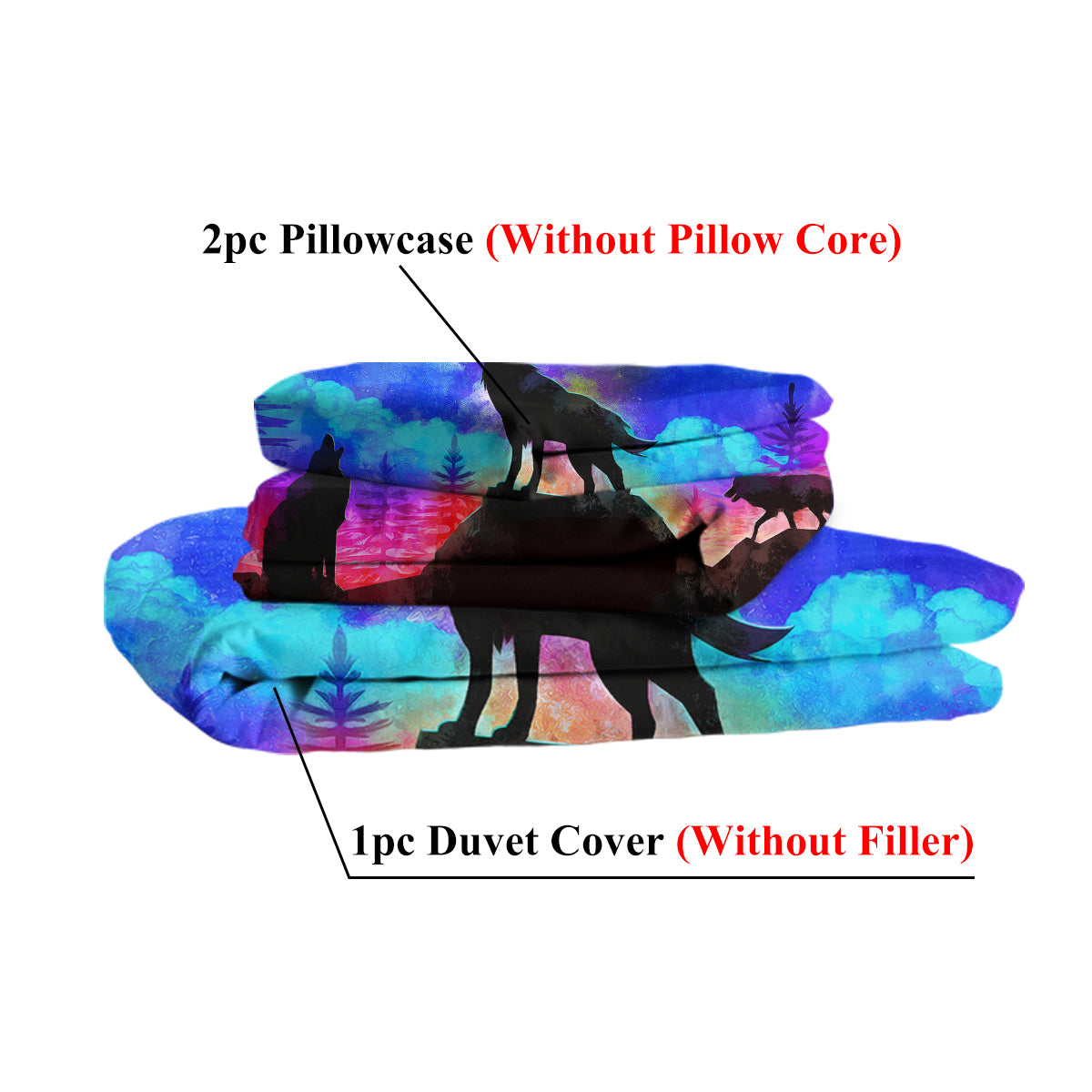 Starry Sky Moon Wolf Bedding Set - Multiple Sizes Available