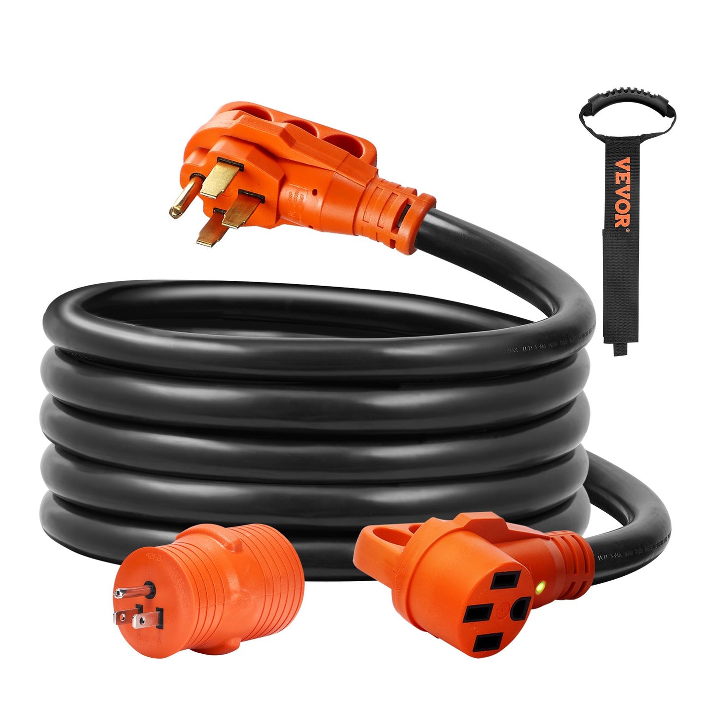 15 Ft Heavy Duty RV Extension Cord 50 Amp NEMA 14-50R Female Plug with LED Handle