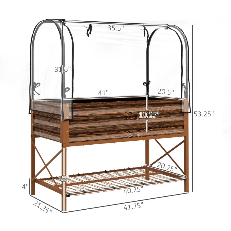 Raised Garden Bed with Cover and Legs - Elevated Planter Box for Vegetables and Flowers, Brown