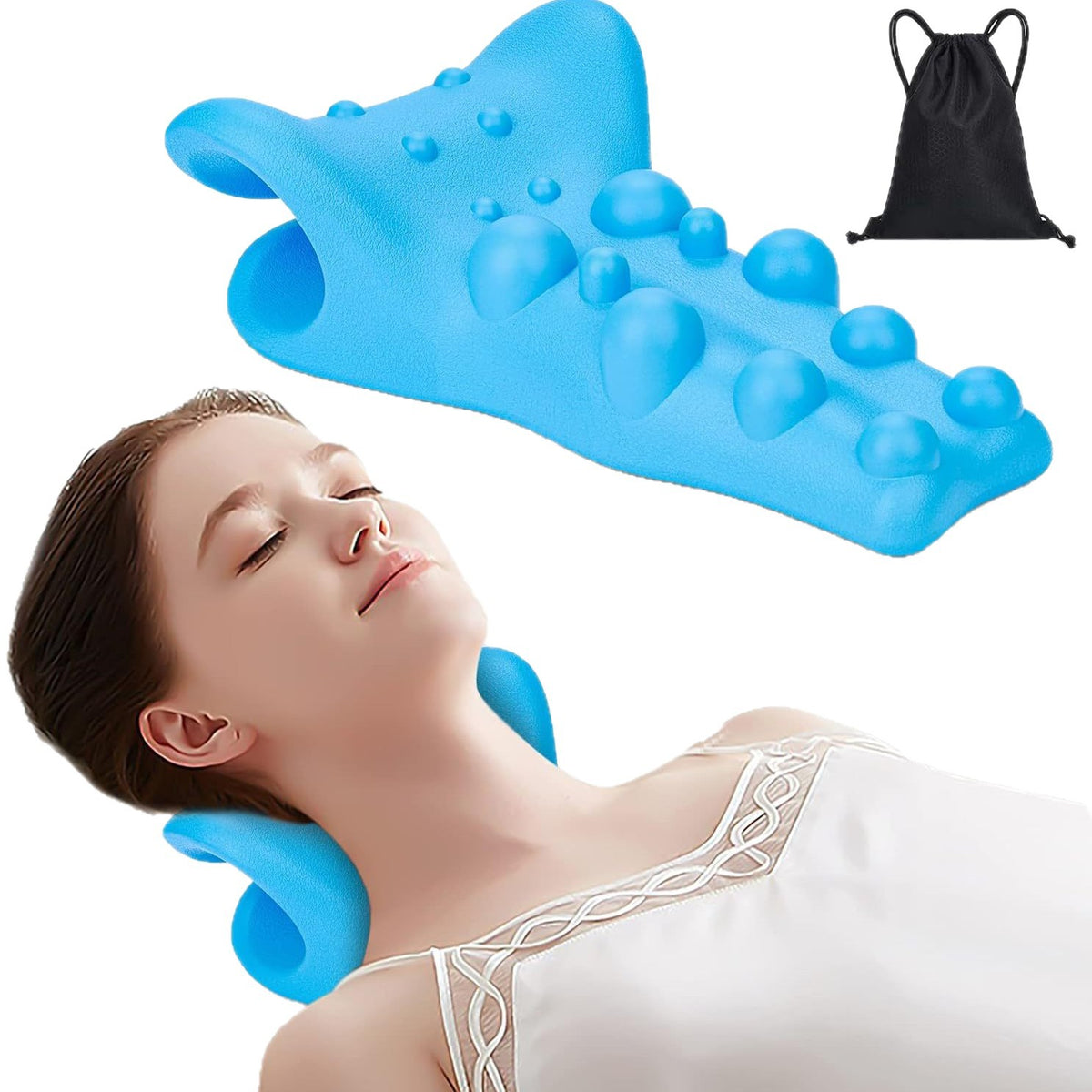 Cervical Traction Pillow for Neck Pain Relief - Massage Pillow for Adults