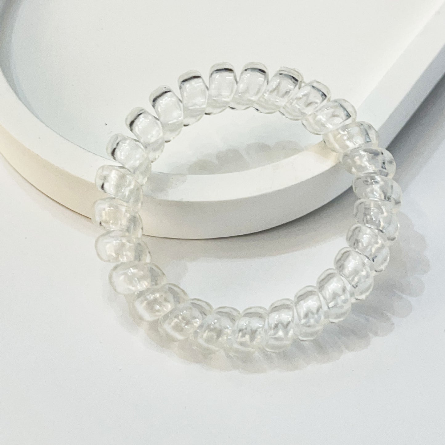 Elastic Telephone Cord Hair Tie for Women - Black, Transparent, White Set