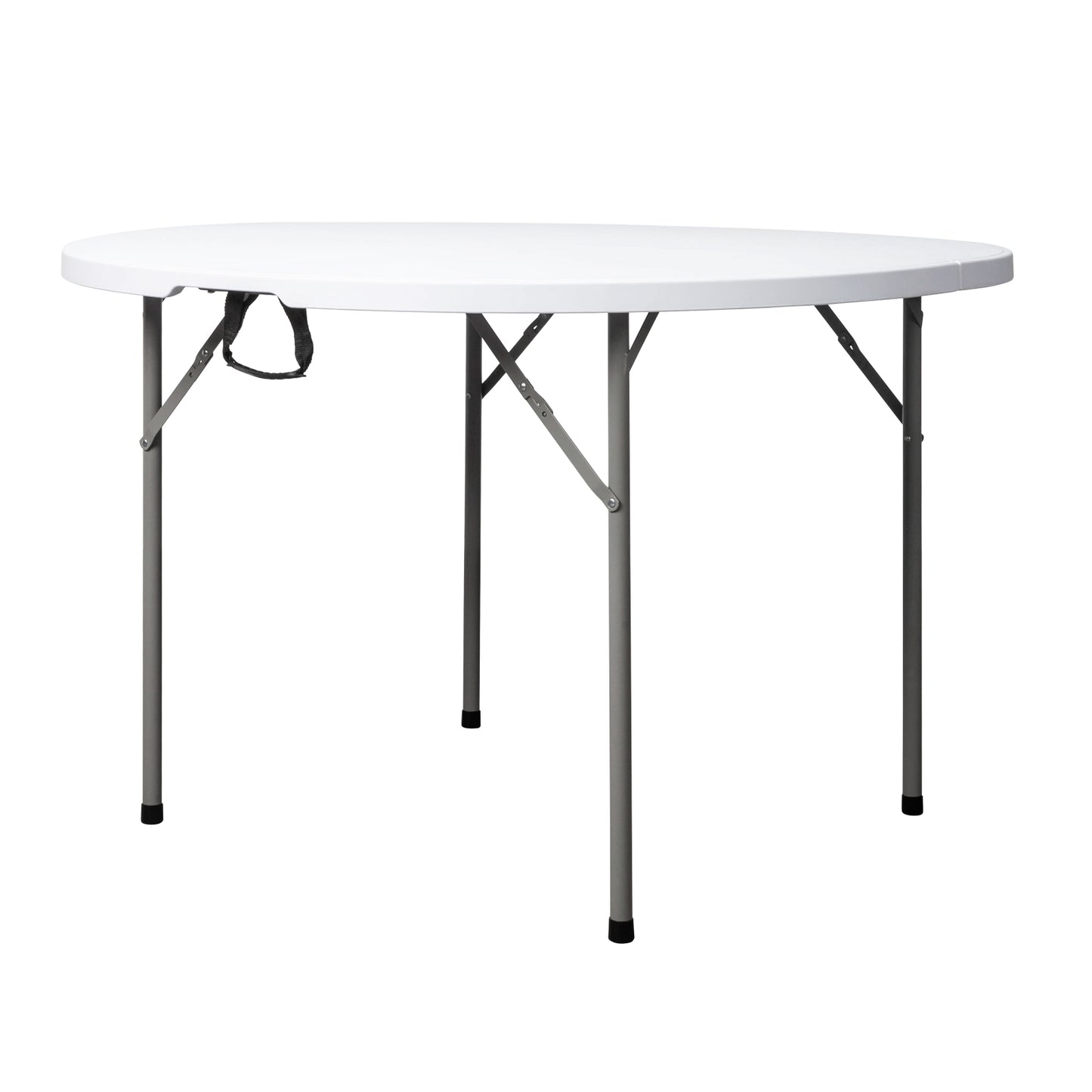 48-Inch Round Folding Table with Handle & Steel Legs - White