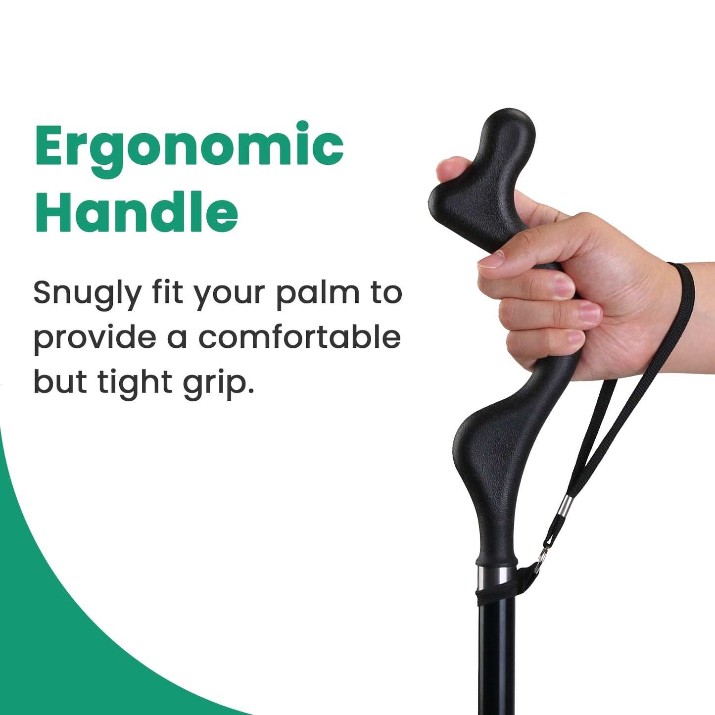 Collapsible Heavy Duty Walking Cane with 10 Adjustable Heights - Black