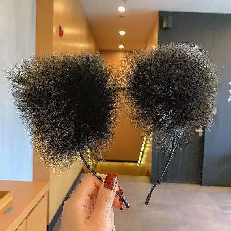 Cute Plush Animal Headband with Bells and Cat Ears for Kids & Adults