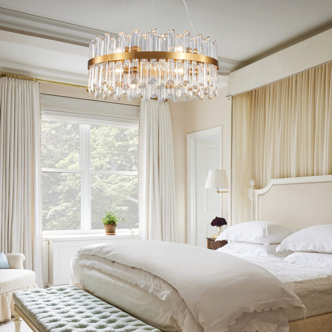 Modern Crystal Chandelier - Elegant LED Lighting for Living Room